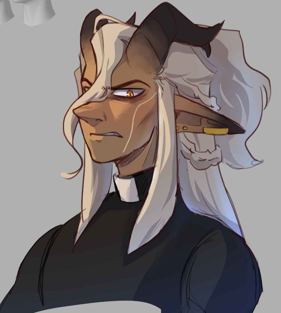 older concept art of Keeva(TOoDL) in modern priest attire