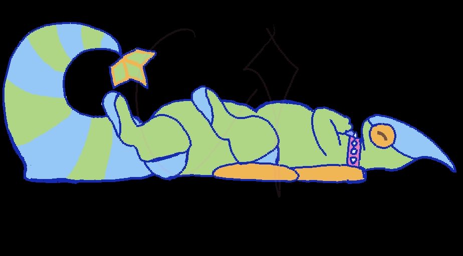 A fat shiny flygon is laying down horizontally, it has a fat tail and a spiky collar, it also looks very cheerful