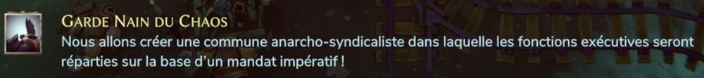 Garde nain du chaos : Nous allons créer une commune anarcho-syndicaliste dans laquelle les fonctions exécutives seront réparties sur la base d'un mandat impératif !