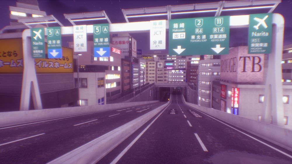 A screenshot of the [Extra]TOKYO stage from Sonic X Shadow Generations in Unreal Engine 4, showing the highway.