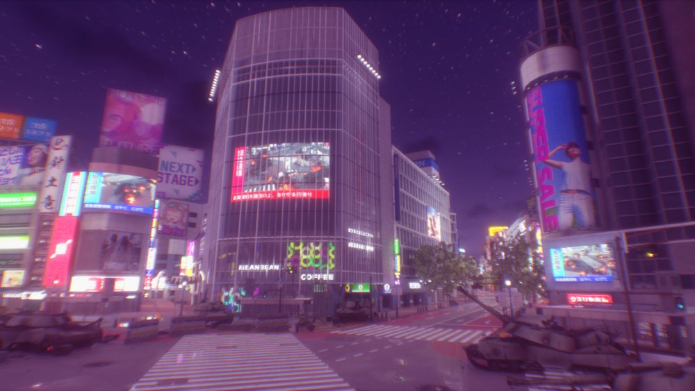 A screenshot of the [Extra]TOKYO stage from Sonic X Shadow Generations in Unreal Engine 4, showing the Shibuya Scramble Crossing.