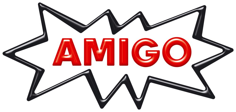 The letters AMIGO in red, surrounded by a jagged black line like an explosion. The logo for German board game publisher Amigo Spiele.