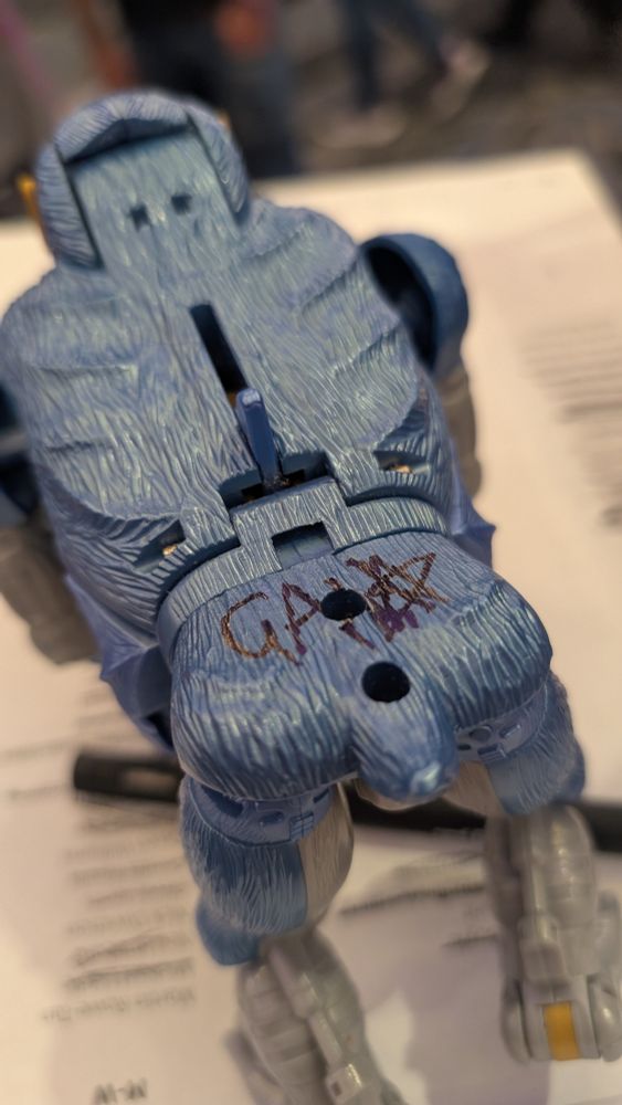 Transformers toy B'Boom with my signature on his big arse 