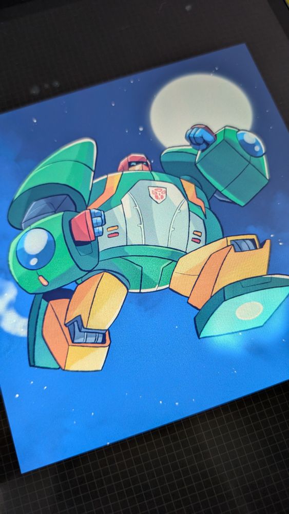 A chubby Cosmos jumping through the night sky