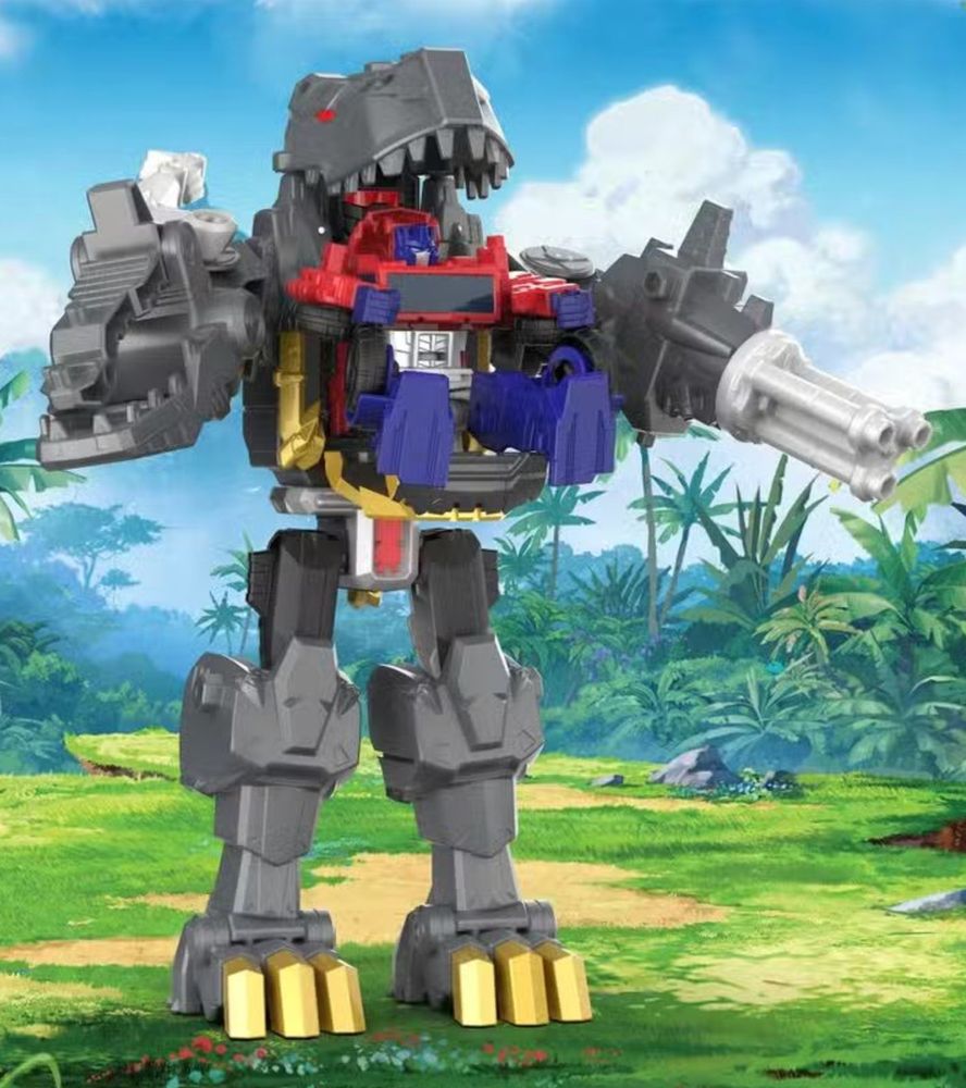 Cyberworld Grimlock becoming some kind of walking mech for Optimus Prime