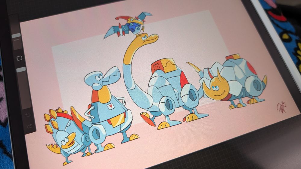 Very cartoony Dinobots having a laugh