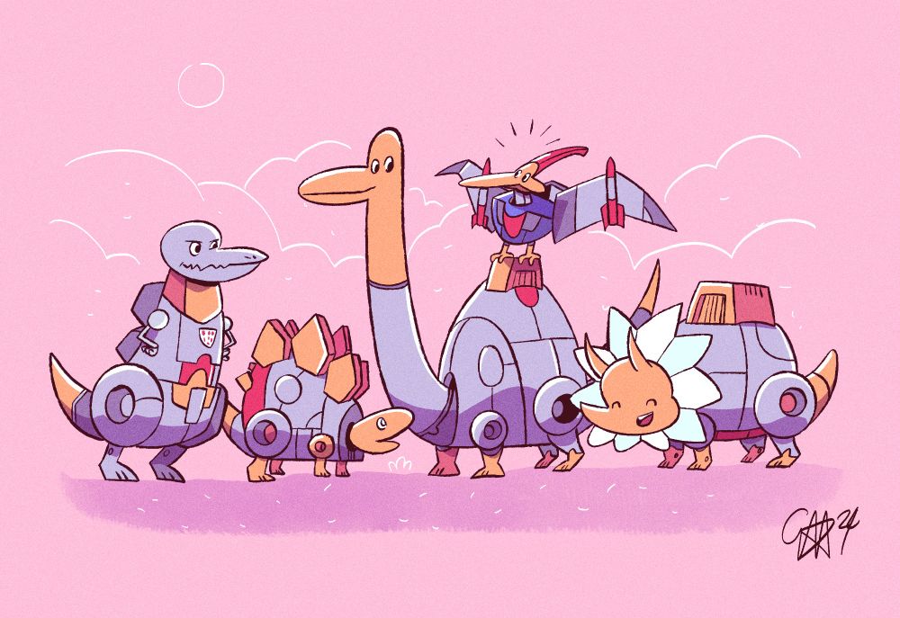 A cute drawing of the Dinobots