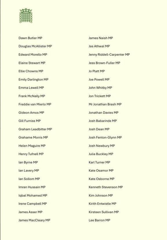 The second page of signatories to the letter