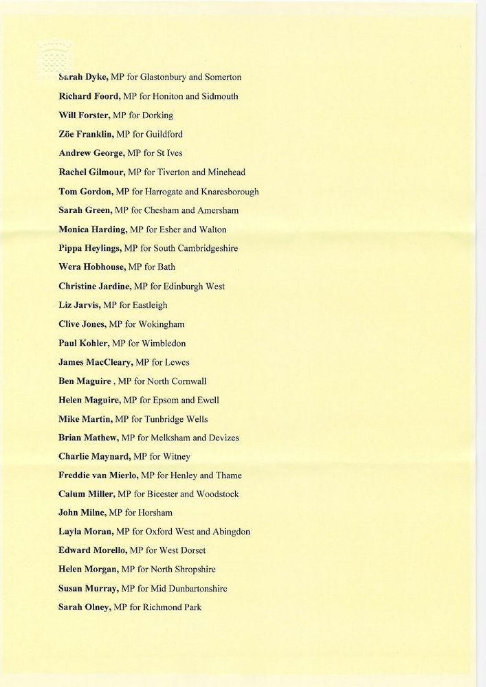 First full page of co-signatories to the letter 