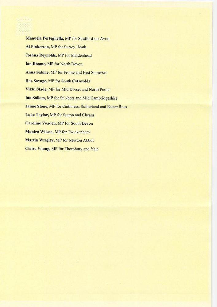 The second full page of co-signatories to the letter