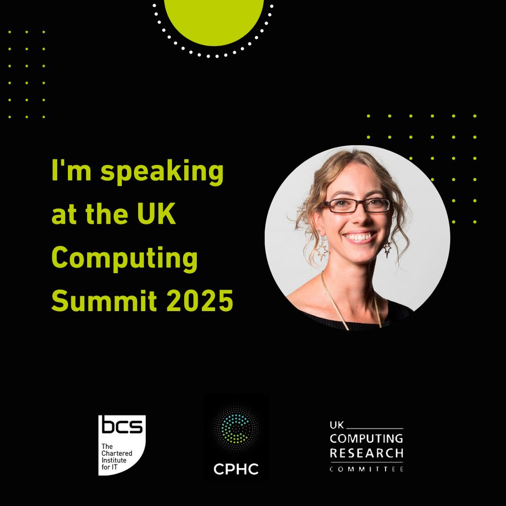 Promotion image of the event. Text says I'm speaking at the UK Computing Summit 2025, next to an image of professor Louise Archer (White female wearing glasses). At the bottom of the image are the event sponsor logos, BCS, CPHC and UKCRC.