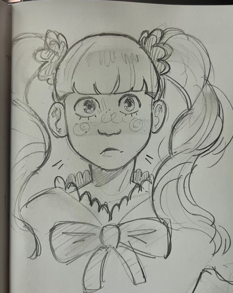 A pencil sketch bust of Perona in her pre timeskip design