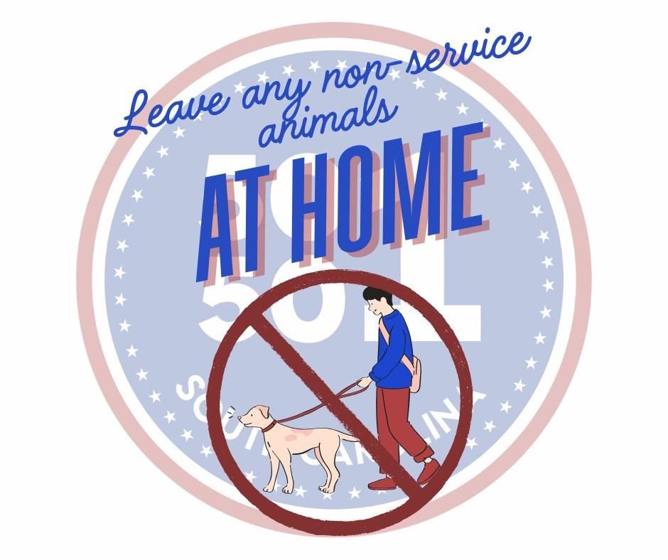 Leave any non-service animals at home