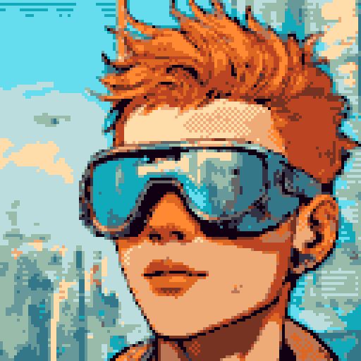 Portrait of a guy wearing goggles, pixelart style, 16 colors, Lexica.art