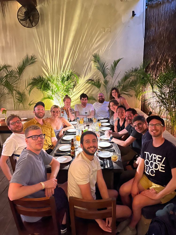 Full team at dinner in a restaurant  
