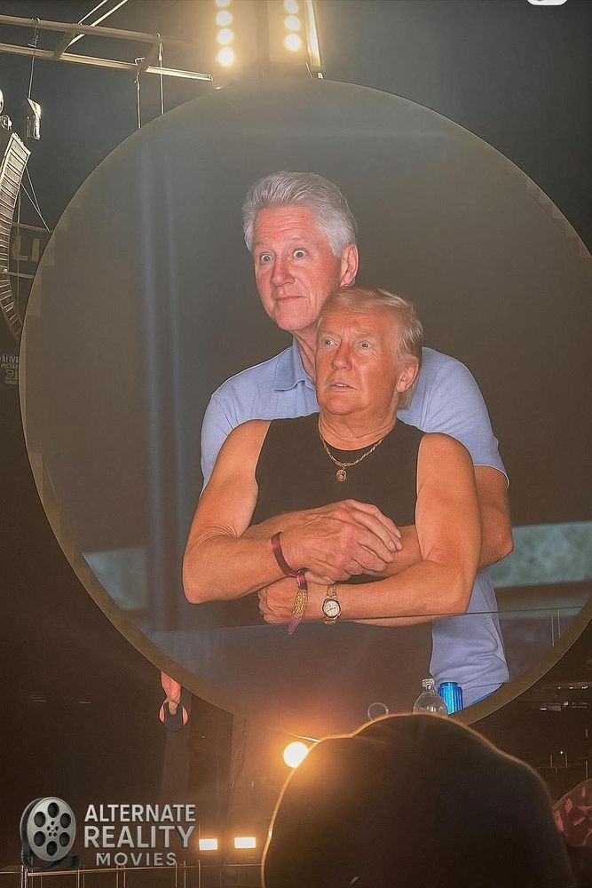 Clinton embracing trump caught on live camera during a COLD PLAY concert. 
(Photoshopped, or so they say)