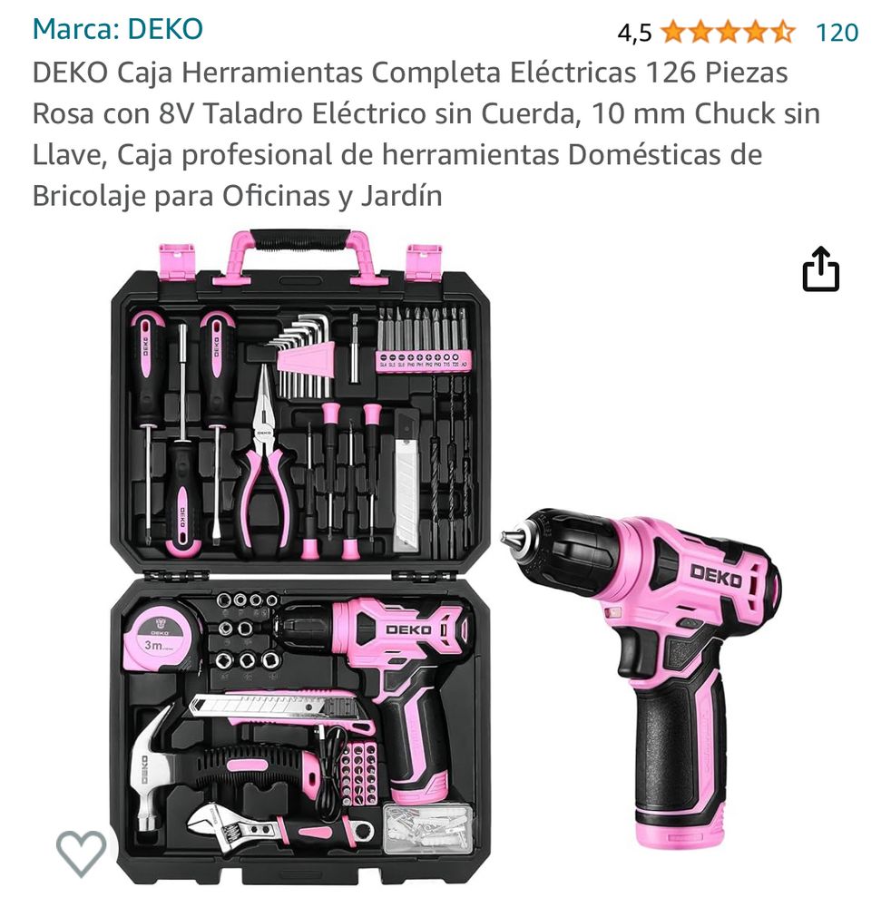 DEKO Caja Herramientas Completa con Destornillador Electrico