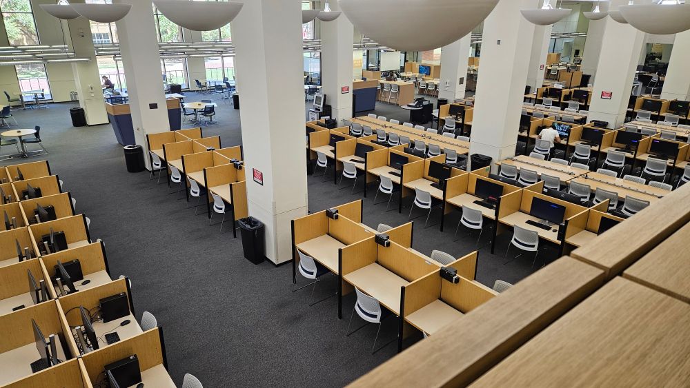 Near empty birds eye view of the Study Hub