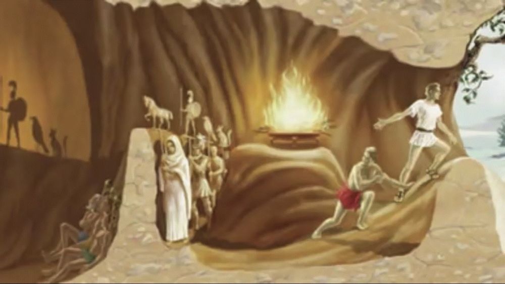 image illustrating plato’s allegory of the cave.

the joke is that the C++ feature std::variant is a poor facsimile of real sum types