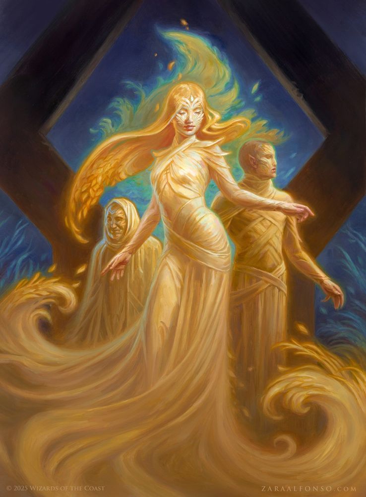 "Spirit Token” is an oil painting by the artist Zara Alfonso, done for the Magic: The Gathering Tarkir: Dragonstorm.