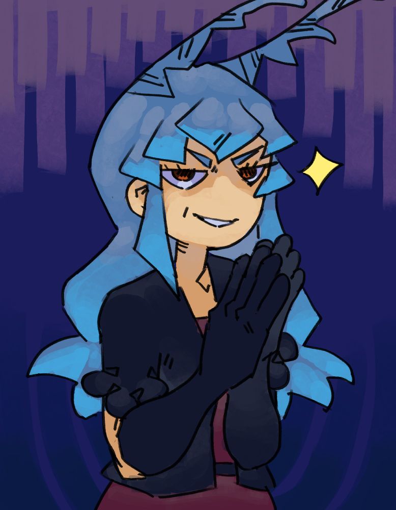 it just fits as a reaction image 😭 ALSO for actual alt text, it's my moth character menacingly rubbing her menace hands together 