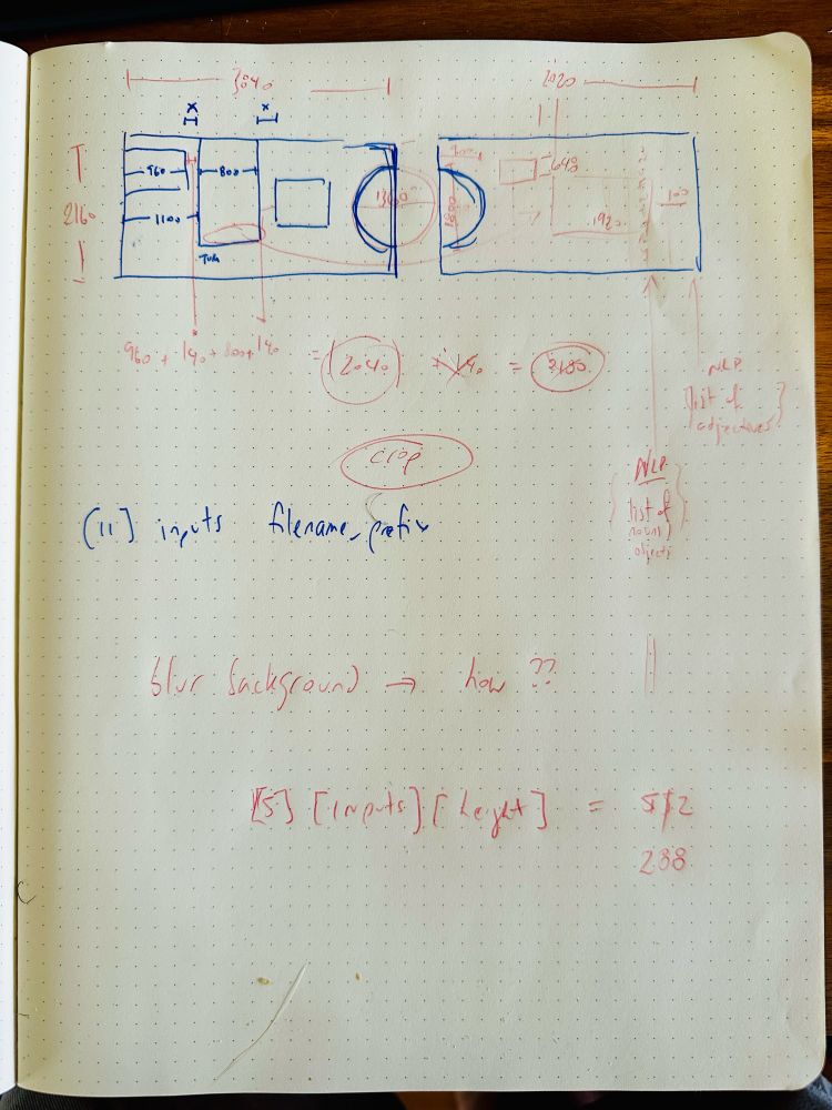 Notebook with pen and pencil notes on dotted paper.