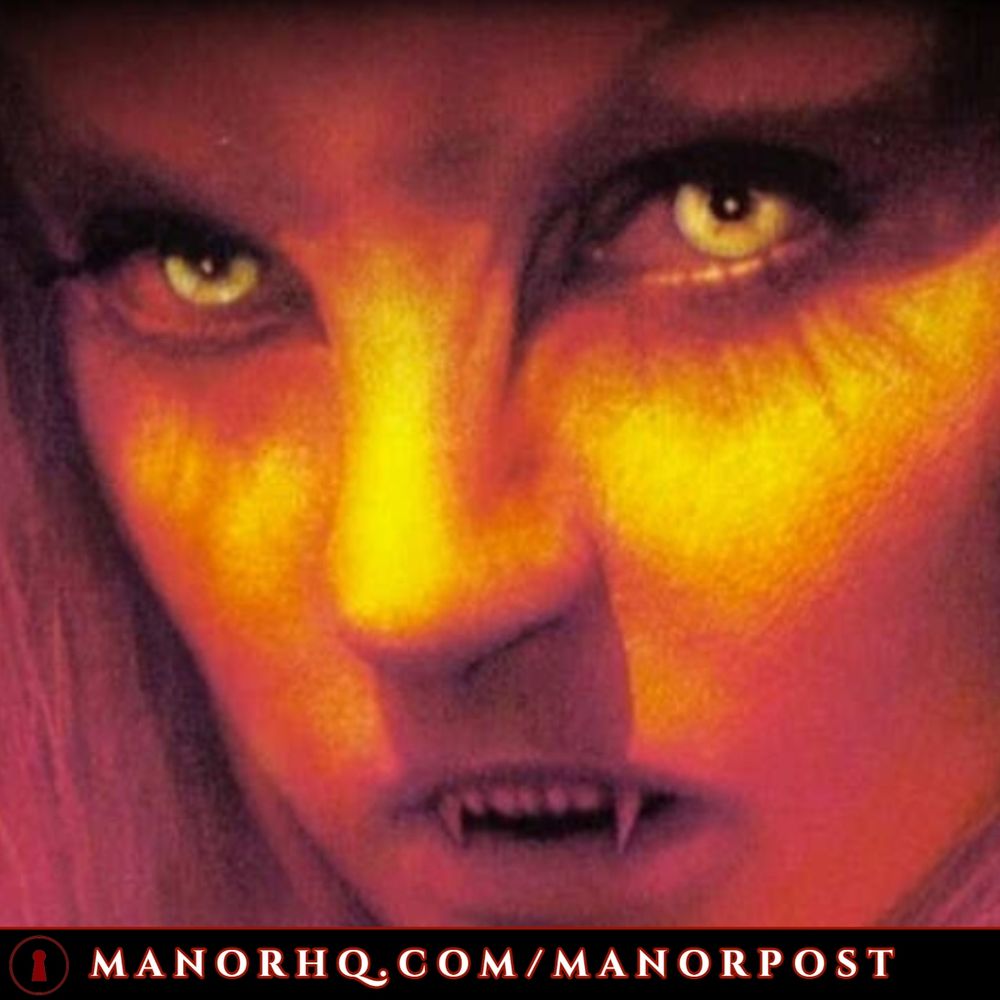 A woman’s face gradually turning into a werewolf.