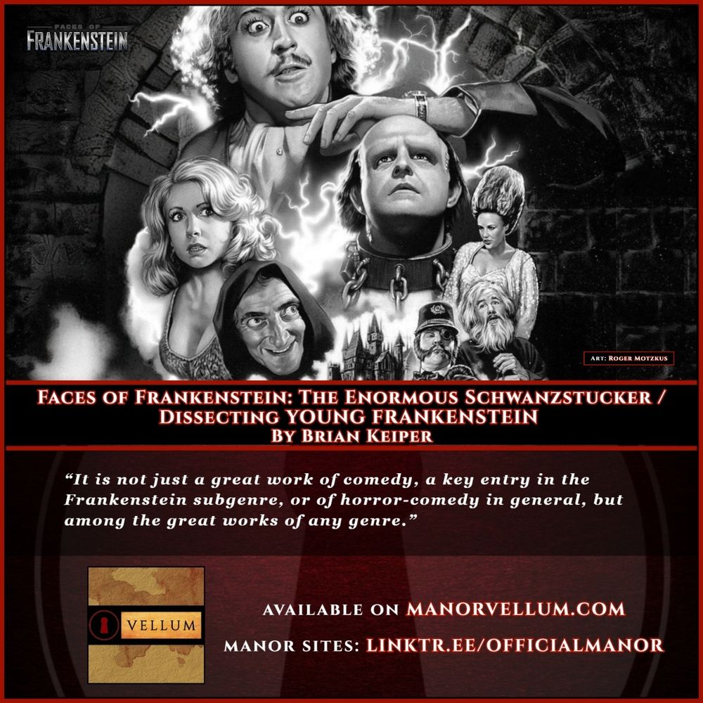 An illustration of head shots of the cast from certain scenes of YOUNG FRANKENSTEIN (1974).