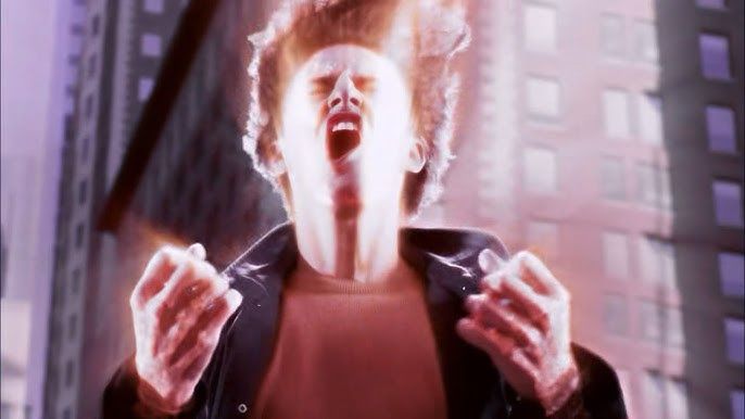 Peter Petrelli from Heroes coursing with power & about to explode