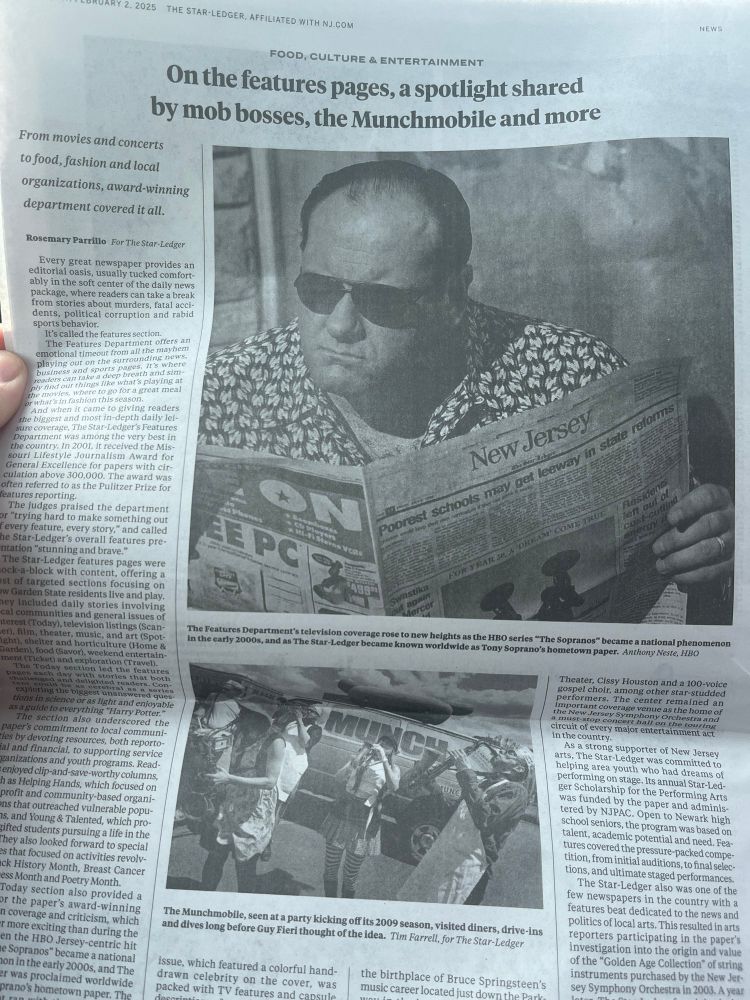 Tony soprano reading The Star-Ledger 