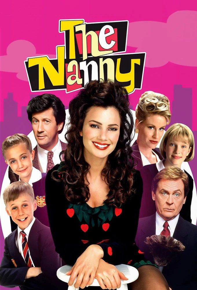 Full cast shot and show logo above them for “the nanny” staring Fran Drescher