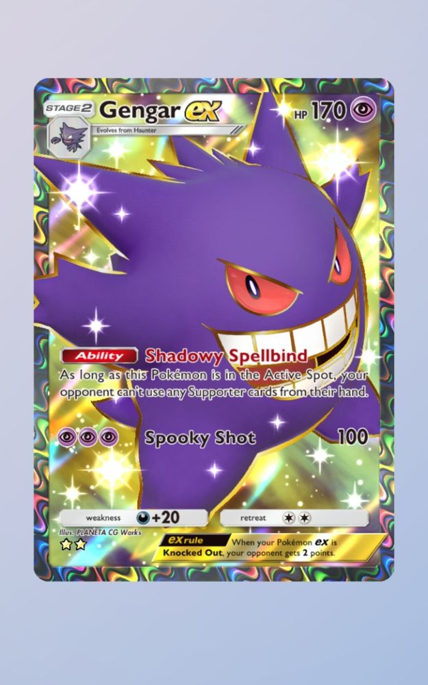 a picture of a full art gengar ex card from pokemon tcg pocket