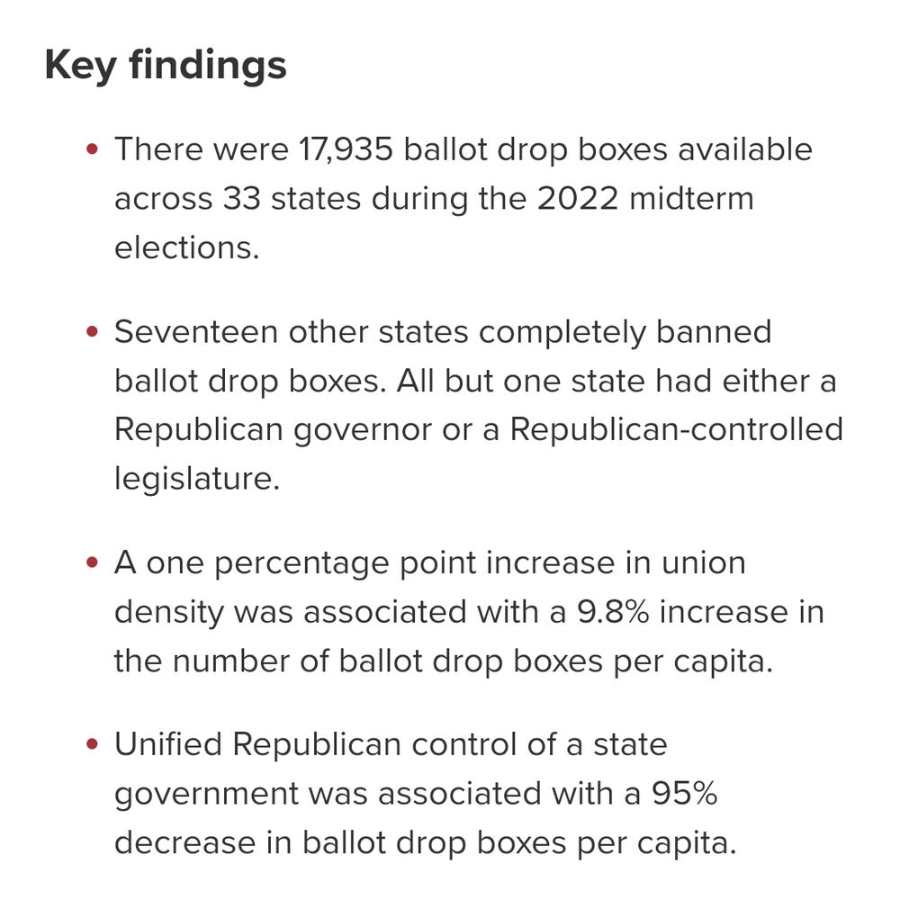 A screenshot of the key findings of the linked report in bullet point form