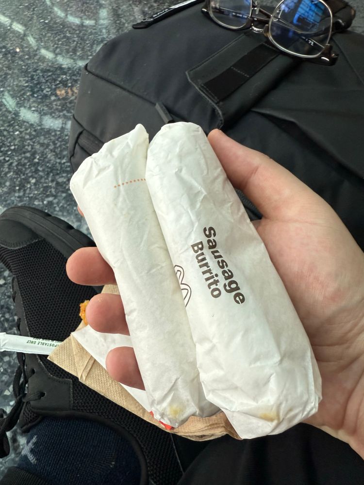 A McDonald’s sausage burrito meal. 