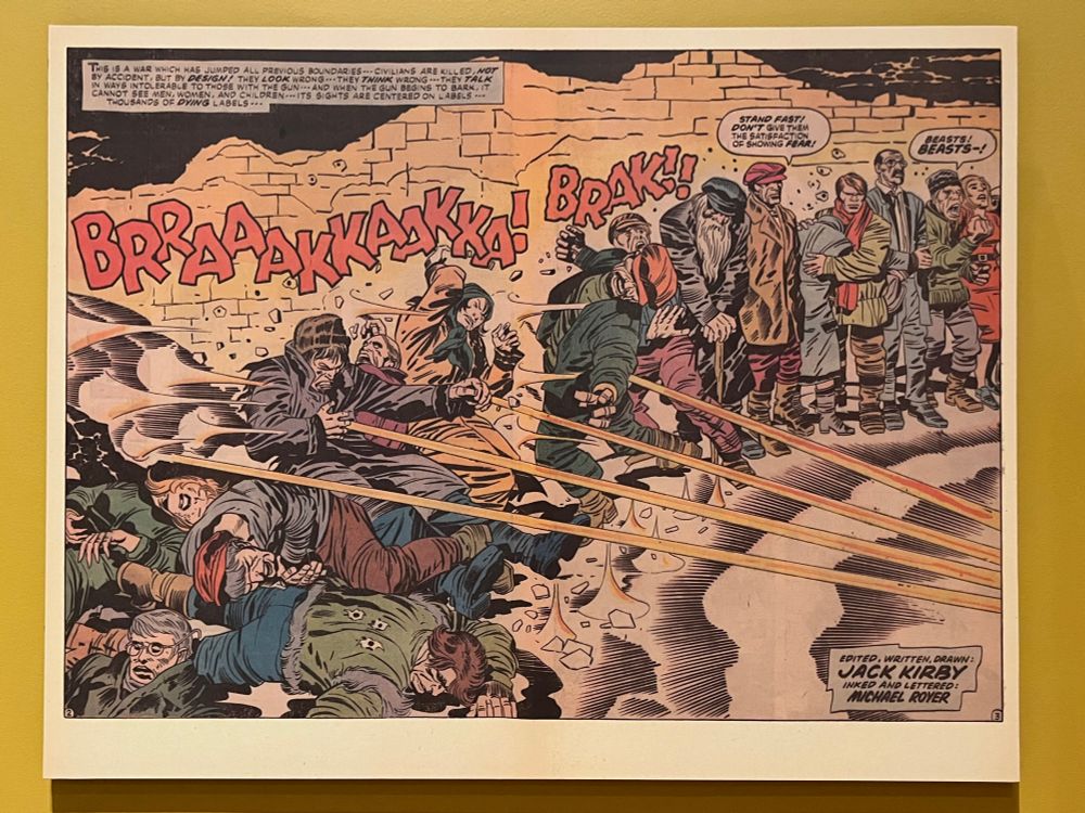 A piece of art Kirby art showing citizens gunned down by gunmen 