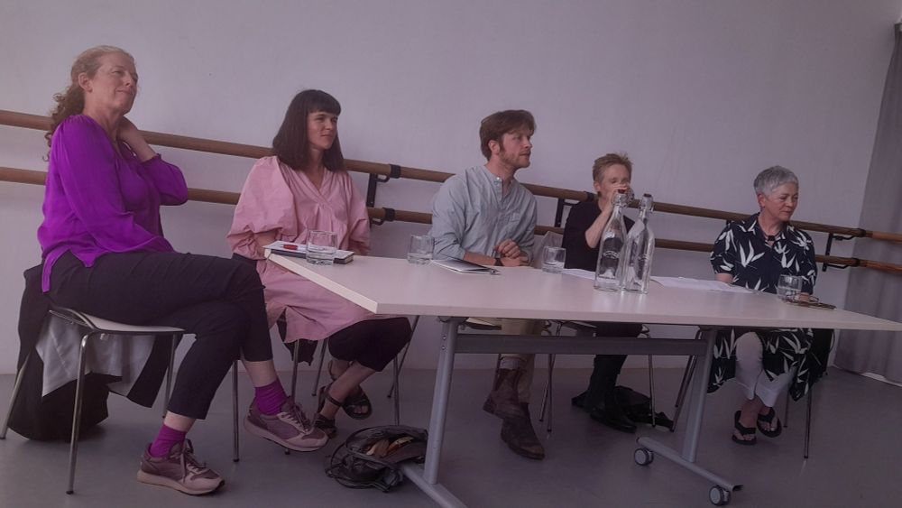 Panel sitting behind table during discussion. Left to right:
Mary McCarthy, Director, Crawford Art Gallery
Tara Kennedy, Architect, Work Shop Bantry
Valerie Mulvin, Architect and exhibitor at Uillinn: West Cork Arts Centre
Ann Davoren, Director of Uillinn: West Cork Arts Centre
Chair: Felix Hunter Green