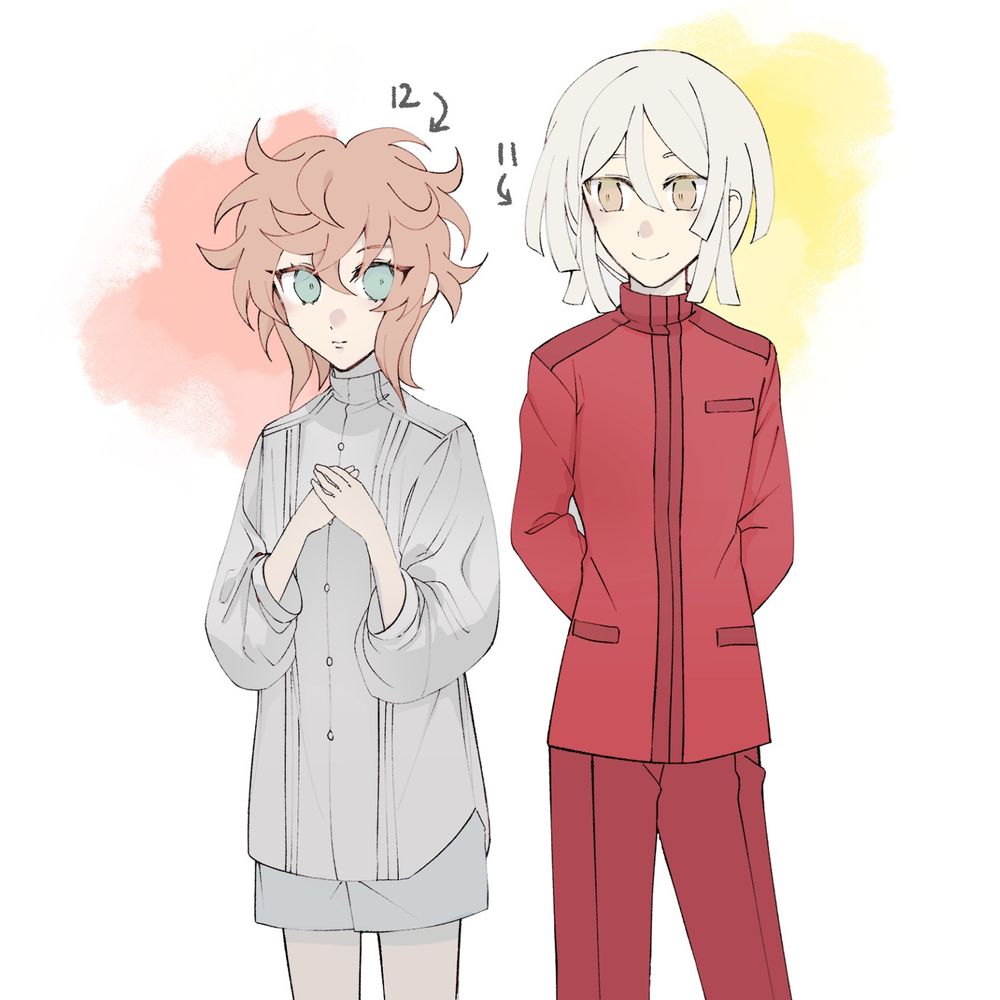 fanart of satoru enishi and kazumi onimaru but ages 12 and 11 respectively. kazumi is taller than satoru despite being the younger kid.