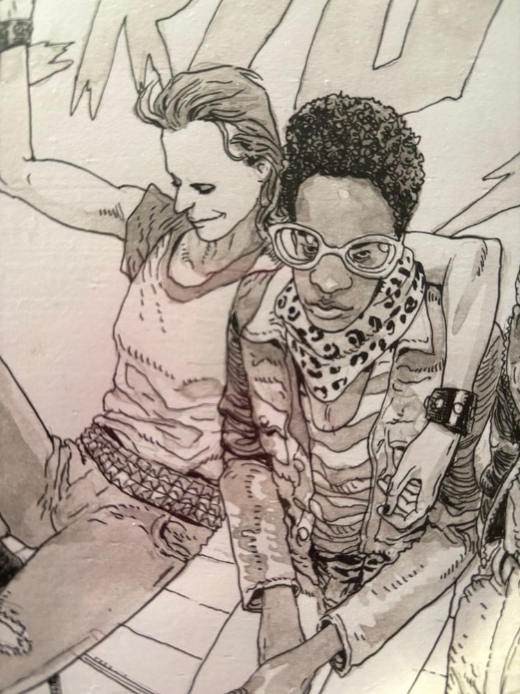 A closer shot of Gabe and Broken Rekkid. The details are well worth it - is this marker or ink?? Unsure, but gorgeous.