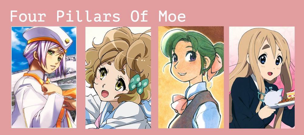 my four pillars of moe:
- athena glory from aria
- sapphire kawashima from hibike! euphonium
- alpha hatsuseno from yokohama kaidashi kikou
- tsumugi kotobuki from k-on!