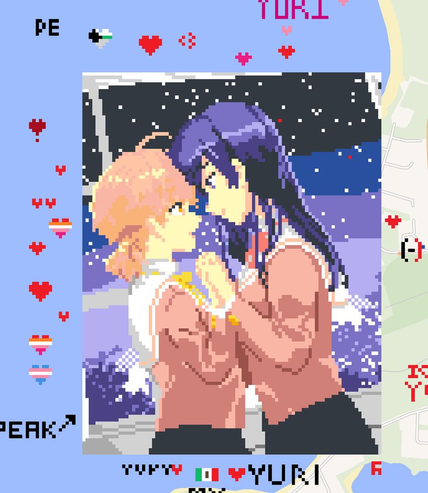 pixel art of yuu and toukou from yagate kimi ni naru in wplace