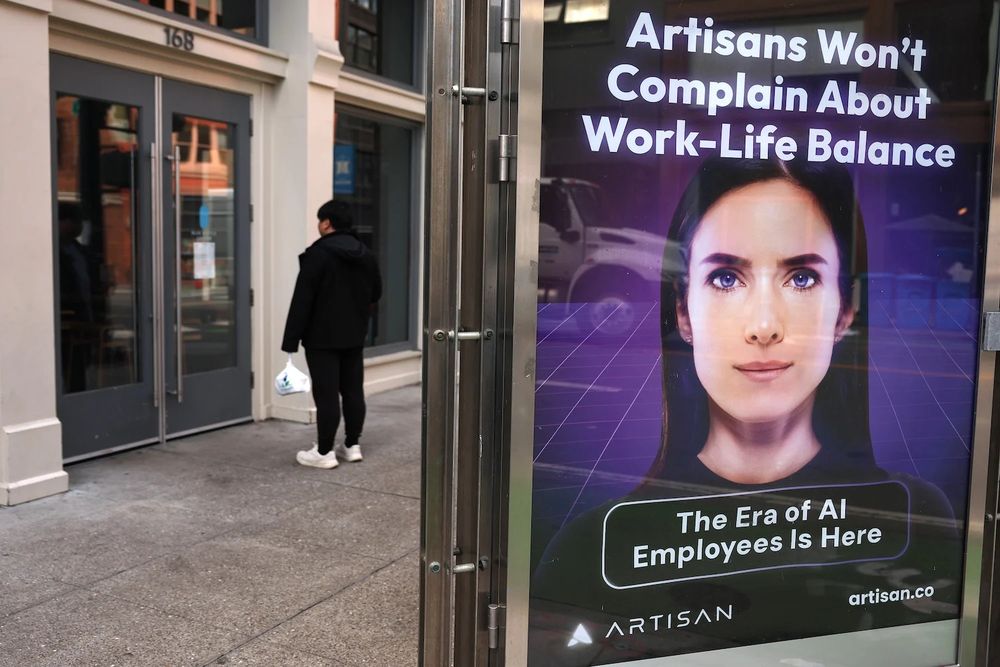 Ad for AU company, Artisan, with the tagline 'Artisans won't complain about work-life balance'. Note that Artisan is the name of the company, which uses the same conceptual fuckery as Coke trying to co-opt happiness. 