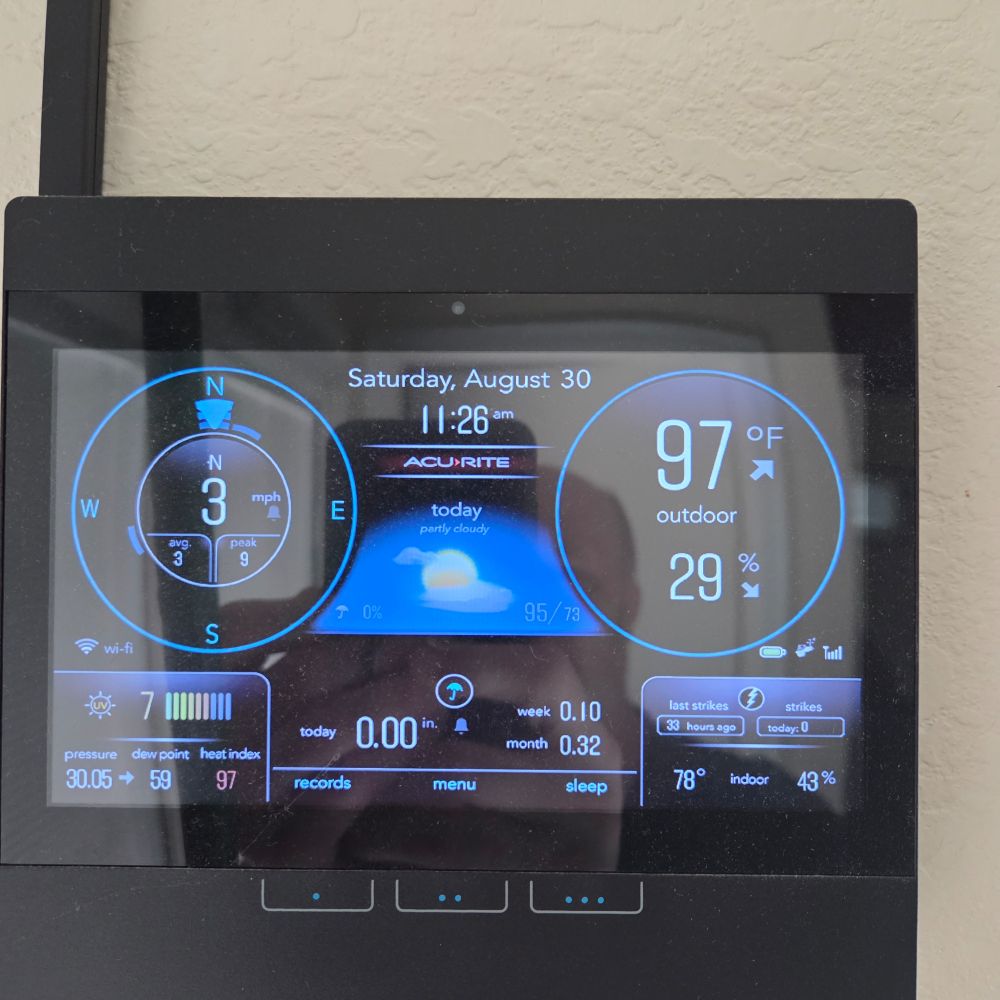 Our weather. 11:28 am and 97°F and rising. 