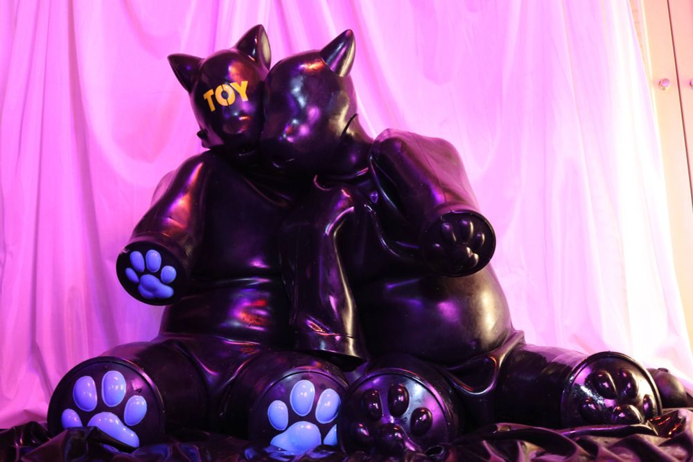 Two Furrjoi bitch drones snuggle up together