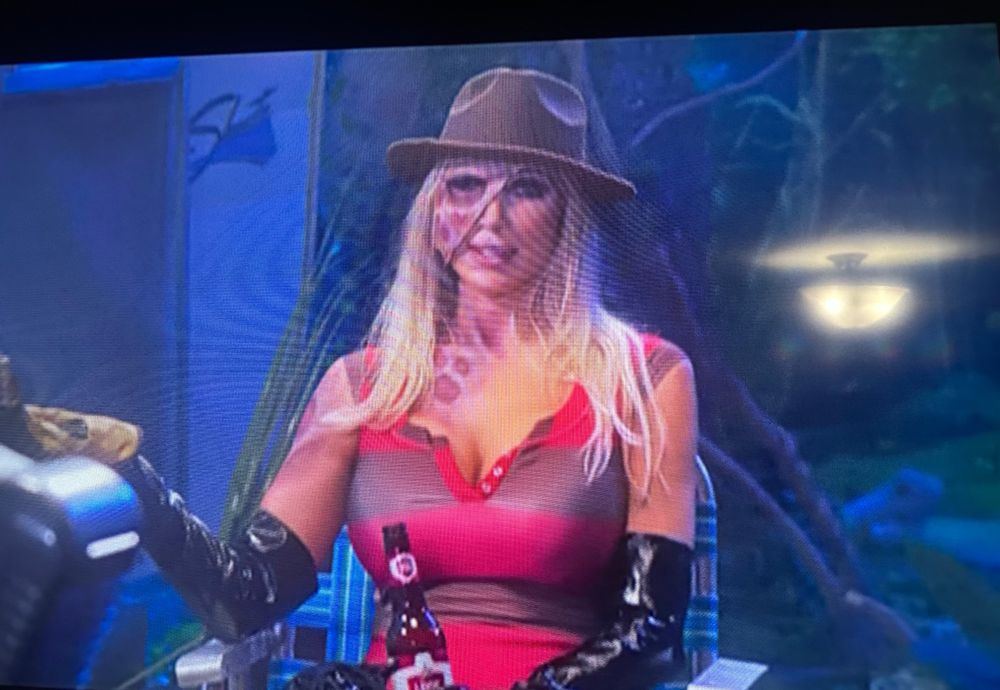 Diana Prince as Darcy the Mail Girl on The Last Drive in with Joe Bob Briggs. In Freddie Kruger costume 