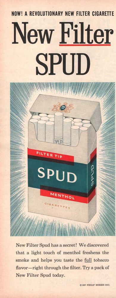 1957 ad for Spud menthol cigarettes 