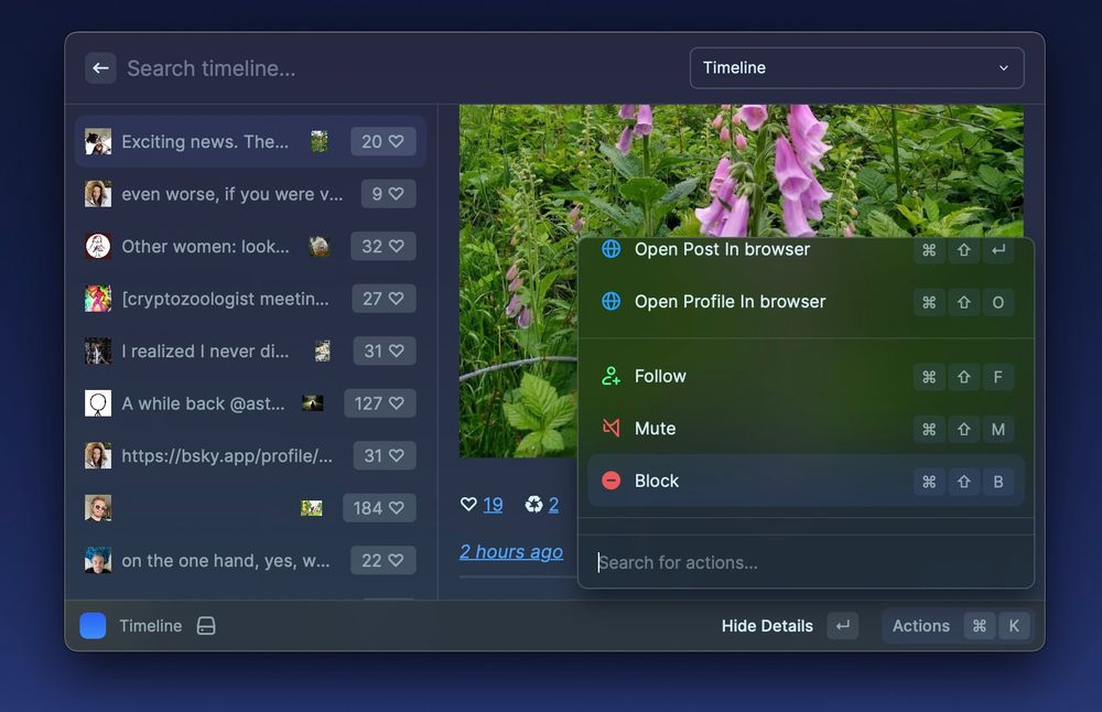 Mute and Block actions when viewing a post