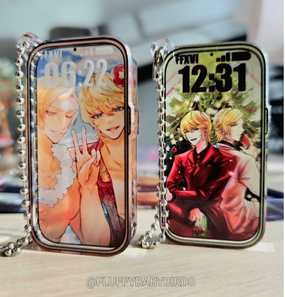 Thick acrylic phone charm keychains of phoenixflare 