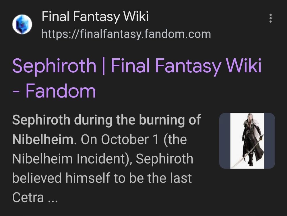 Sephiroth during the burning of nibelhiem happened on October 1st