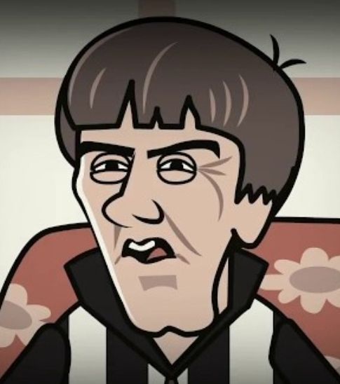 Cartoon of Peter Beardsley, from the Athletico Mince podcast