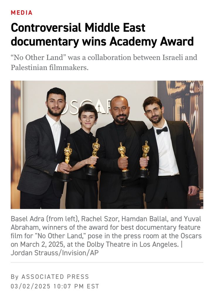 POLITICO: CONTROVERSIAL MIDDLE EAST DOCUMENTARY WINS ACADEMY AWARD